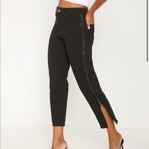 Pretty Little Thing black side zip jeans ankle denim size 2 high rise ankle nwt